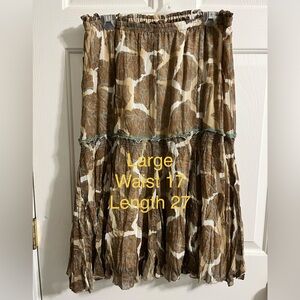 Brown and Cream Women's Skirt